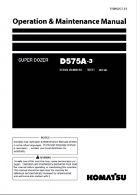 repair manual Komatsu Super Dozer D575A-3 Operation and Maintenance Manual PDF
