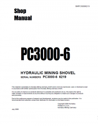 repair manual Komatsu Hydraulic Mining Shovel PC3000-6 Set of Shop Manuals PDF