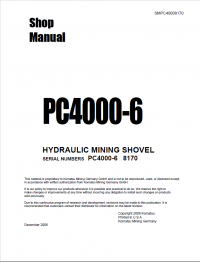 repair manual Komatsu Hydraulic Mining Shovel PC4000-6 Set of Shop Manuals PDF