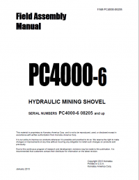 repair manual Komatsu Hydraulic Mining Shovel PC4000-6 Field Assembly Manual PDF