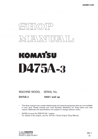 repair manual Komatsu Bulldozer D475A-3 Set of Shop Manuals PDF