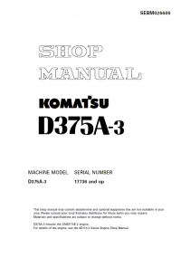 repair manual Komatsu Bulldozer D375A-3 Set of Shop Manuals PDF