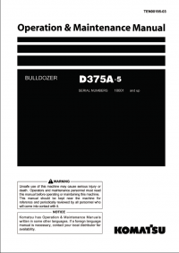 repair manual Komatsu Bulldozer D375A-5 Set of Operation and Maintenance Manuals PDF