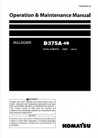 repair manual Komatsu Bulldozer D375A-6R Operation and Maintenance Manual PDF