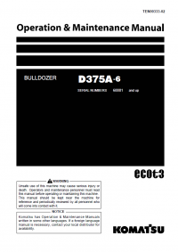 repair manual Komatsu Bulldozer D375A-6 Set of Operation and Maintenance Manuals PDF