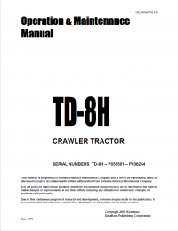 repair manual Komatsu Crawler Tractor TD-8H Operation and Maintenance Manual PDF