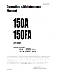 repair manual Komatsu Crane 150A, 150FA Operation and Maintenance Manual PDF