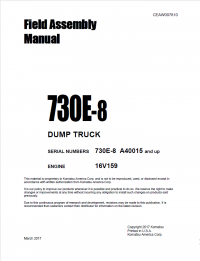 repair manual Komatsu Dump Truck 730E-8 Field Asssembly Manuals PDF