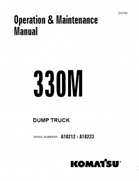 repair manual Komatsu Dump Truck 330M Set of Operation and Maintenance Manuals PDF