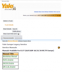 repair manual YALE Truck E177 (GLP/GDP 20/25/30 RF/TF Europe) Parts and Service Manuals