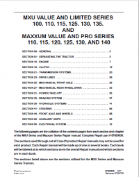 repair manual Case MXU and MAXXUM Series Tractors PDF Manuals