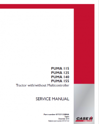 repair manual Case Puma 115/125/140/155 Tractor with Multicontroller PDF Manual