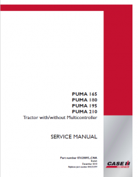 repair manual Case PUMA 165/180/195/210 Tractors with Multicontroller PDF Manual