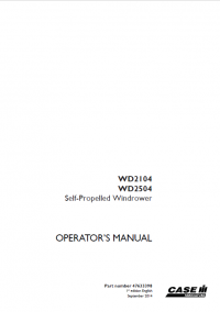 repair manual Case WD2104, WD2504 Windrower Operators Manual PDF