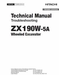 repair manual Hitachi Wheeled Excavator ZX190W-5A Troubleshooting Technical Manual PDF