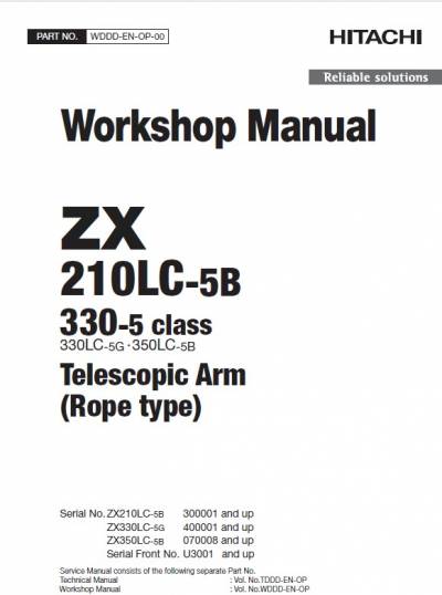 Hitachi Telescopic Arm ZX210LC-5B Workshop Manual PDF