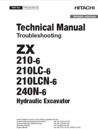 repair manual Hitachi Hydraulic Excavator ZX210(LC)-6, ZX210LCN-6, ZX240N-6 Troubleshooting Technical Manual PDF