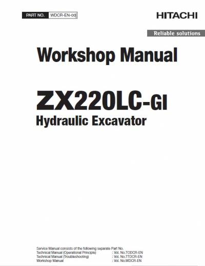 Hitachi Hydraulic Excavator ZX 220LC-GI Workshop PDF