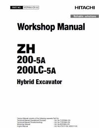 repair manual Hitachi Hybrid Excavator ZH200-5A, ZH200LC-5A Workshop Manual PDF
