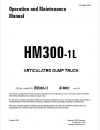 repair manual Komatsu HM300-1L Articulated Dump Truck Operation and Maintenance Manual PDF