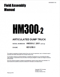 repair manual Komatsu HM300-2 Articulated Dump Truck for 6D125E-3 Engine Field Assembly Manual PDF