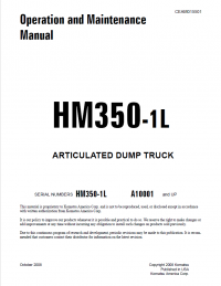 repair manual Komatsu HM350-1L Articulated Dump Truck Operation and Maintenance Manual PDF
