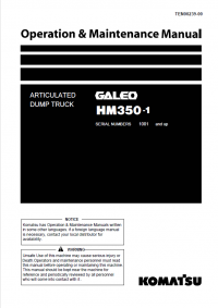 repair manual Komatsu Articulated Dump Truck HM350-1 Set of Operation and Maintenance Manuals PDF