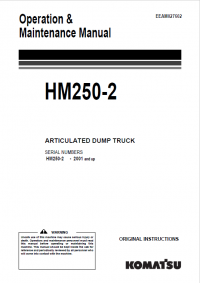 repair manual Komatsu HM250-2 Articulated Dump Truck Operators and Maintenance Manual