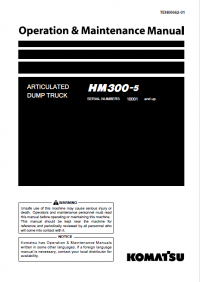 repair manual Komatsu Articulated Dump Truck HM300-5 Operation and Maintenance Manual PDF