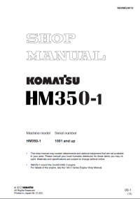 repair manual Komatsu Articulated Dump Truck HM350-1 Shop Manual PDF