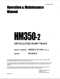 repair manual Komatsu Articulated Dump Truck HM350-2 for Engine 6D140E-5 Operation and Maintenance Manual PDF
