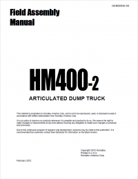 repair manual Komatsu Articulated Dump Truck HM400-2 Field Assembly Instruction PDF