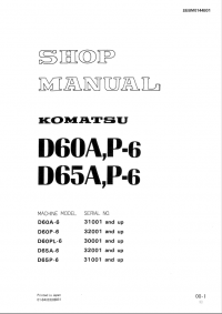 repair manual Komatsu Bulldozer D60A. P-6, D65A, P-6 Shop Manual PDF