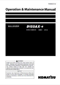 repair manual Komatsu Bulldozer D155AX-8 Set of Operation and Maintenance Manuals PDF