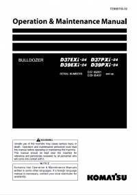 repair manual Komatsu Bulldozer D37EXi -24, D37PXi -24,D39EXi-24, D39PXi-24 Operation and Maintenance Manual PDF
