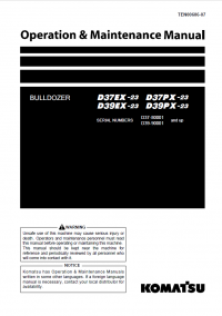 repair manual Komatsu Bulldozer D37EX -23, D37PX-23, D39EX -23, D39PX-23 Operation and Maintenance Manual PDF