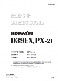 repair manual Komatsu Bulldozer D39EX, PX-21 Shop Manual PDF