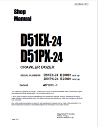 repair manual Komatsu D51EX-24, D51PX-24 Crawler Dozer Shop Manual PDF