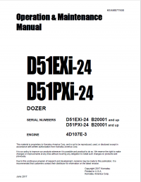 repair manual Komatsu D51EXi-24, D51PXi-24 Dozer Operation and Maintenance Manual PDF
