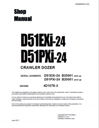 repair manual Komatsu D51EXi-24, D51PXi-24 Crawler Dozer Set of Shop Manuals PDF