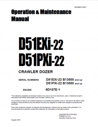 repair manual Komatsu D51EXi-22, D51PXi-22 Crawler Dozer Operation and Maintenance Manual PDF
