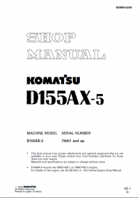 repair manual Komatsu D155AX-5 Bulldozer Set of Shop Manuals PDF