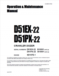 repair manual Komatsu D51EX-22, D51PX-22 Crawler Dozer Operation and Maintenance Manual PDF