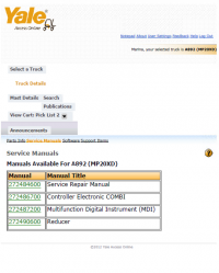 repair manual YALE A892 (MP20XD) Truck PDF Service Manual
