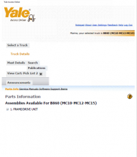 repair manual Yale Truck B860 (MC10-MC12-MC15) PDF Parts Information
