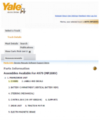 repair manual Yale Truck A979 (MP20XV) Parts and Technical Information PDF
