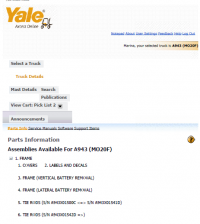 repair manual Yale Truck A943 (MO20F) PDF Parts Information
