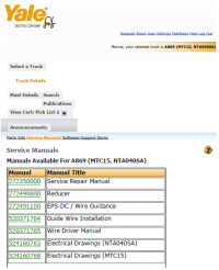 repair manual YALE Truck A869 (MTC15, NTA040SA) PDF Parts & Service Manuals