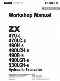 repair manual Hitachi Hydraulic Excavator ZX470(LC)-6, ZX490(LC)H-6, ZX490(LC)R-6, ZX530LCH-6 Workshop Manual PDF
