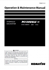 repair manual Komatsu Hydraulic Excavator PC138USLC-11 Operation and Maintenance Manual PDF